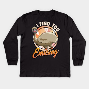 Cute & Funny I Find You Emusing Amusing Emu Pun Kids Long Sleeve T-Shirt